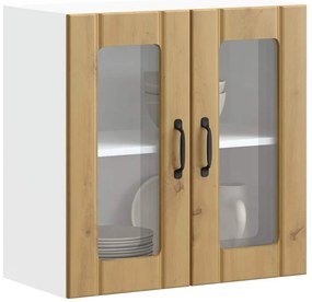 Armário de parede cozinha porta vidro Lucca carvalho artesanal
