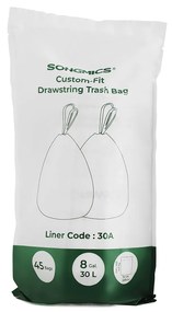 Sacos de lixo com cordão de ajuste para contentores 30 L ou 60 L | SONGMICS | 23 x 8 x 7 cm | branco|cinzento | KRB30A.