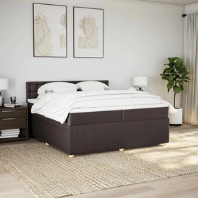 Cama com molas/colchão 200x200 cm tecido castanho-escuro