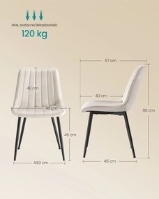 Conjunto de 2 cadeiras de sala de jantar bege cappuccino-Preto