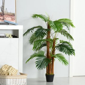 Palmeira Artificial Planta Sintética de 120cm com Vaso 19 Folhas Realistas e 3 Troncos Decoração para Casa Escritório Exterior Verde