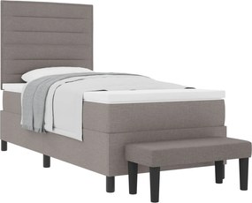 vidaXL Cama Box com colchão Cinzento-acastanhado 90 x 190 cm tecido