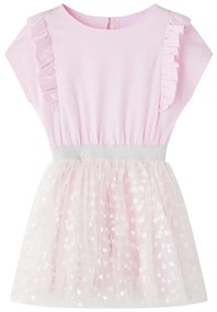 Vestido de criança com folhos rosa-claro 116