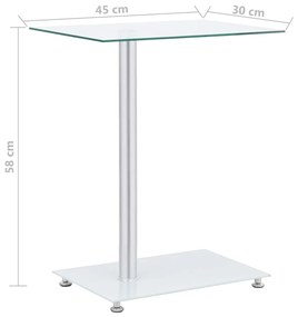 Mesa de apoio formato em U 45x30x58cm vidro temp. transparente