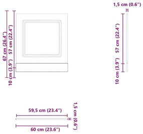 Painel máquina lavar louça 60x1,5x67 cm carvalho artesanal