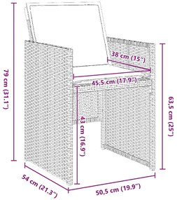 Conjunto de Jantar de Jardim de 5 Peças com Almofadas Cinza em Rattan