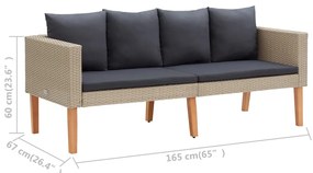 Conjunto Lounge de Jardim Connor - 2 Sofás e Mesa de Centro - Bege e C