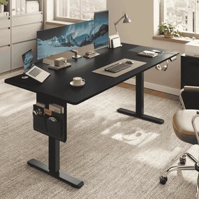 Secretária elétrica com altura ajustável 180 x 80 x (72-120) cm preta