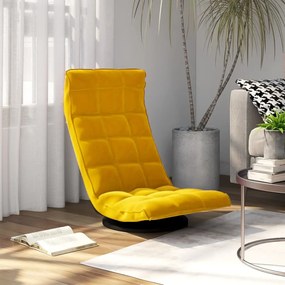 Cadeira de piso giratória veludo amarelo