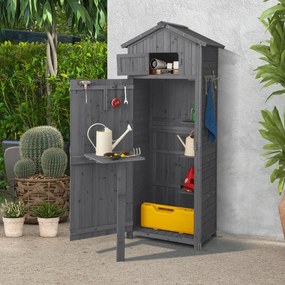 Abrigo de jardim 75 x 50 x 180,5 cm exterior Porta com fechadura Organizador de ferramentas Cinza