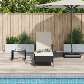 vidaXL Espreguiçadeira Preto e creme PE Rattan 157 x 55 x 92 cm