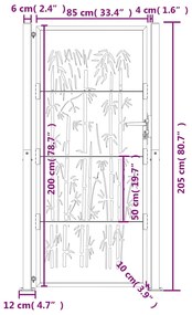 Portão de jardim 105x205 cm aço corten design bambu