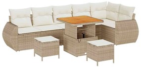 Conjunto de Sofá de Jardim 9 Peças com Almofadas Beijinhas em Rattan S