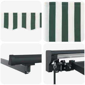 Toldo Retrátil Manual Verde e Branco 400x300 cm