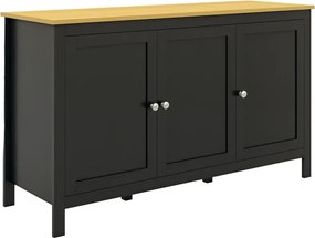 Aparador Sala de Estar com 3 Portas e Prateleiras Ajustáveis Estilo Moderno 120x40x70 cm Preto e Madeira