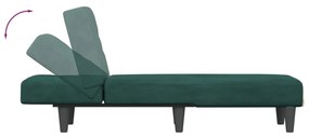 Chaise longue veludo verde-escuro