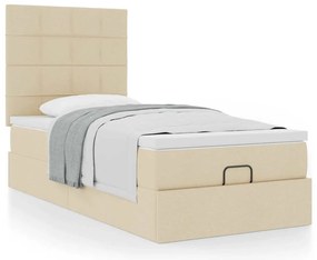 vidaXL Cama otomana com colchão 100x200 cm tecido creme