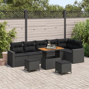 Conjunto de Sofá de Jardim vidaXL 9 Peças com Almofadas - Rattan Sinté