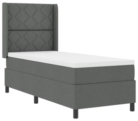 Cama Box com Colchão e LED Cinza Escuro 90 x 190 cm, Tecido
