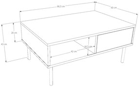 Mesa de centro 90 x 60 x 43 cm Venus Cor Cashmere