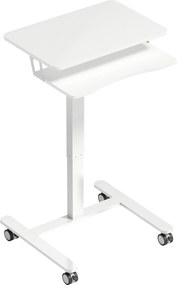 HOMCOM Secretária Regulável Sentar-Ficar de Pé, Mesa Móvel com Bandeja para Teclado, Rodízios e Estrutura em Aço, Branco | Aosom Portugal
