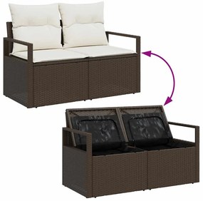 Conjunto de Sofá de Jardim vidaXL de 8 Peças com Almofadas Castanho Ra