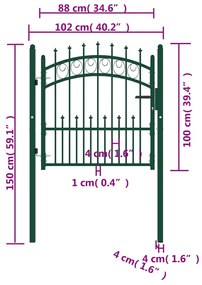 Portão para cerca com espetos 100x100 cm aço verde