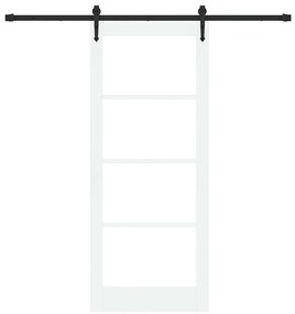 Porta Deslizante com Conjunto de Hardware Branca 83x202 cm Madeira Sól