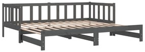 Estrutura sofá-cama de puxar 2x(90x190) cm pinho maciço cinza