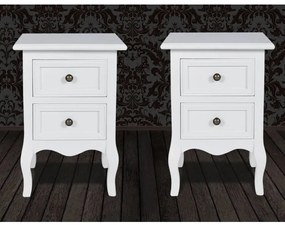 Mesas-de-cabeceira com 2 gavetas 2 pcs MDF branco