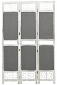 Biombo com 3 painéis 105x165 cm tecido cinzento