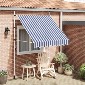 vidaXL Toldo retrátil manual 200 cm riscas azuis e brancas