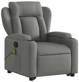 Poltrona elevatória de massagens tecido cinzento-escuro