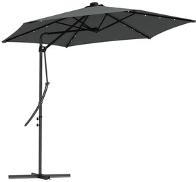 Chapéu de Sol Excêntrico de 3 m com Luzes LED Chapéu de Sol de Jardim