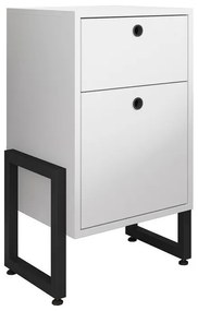 Mesinha de Cabeceira WOLLY – 40x32x66,5 cm – MDP Branco e Estrutura em
