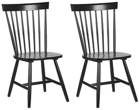 Conjunto de 2 cadeiras de jantar em madeira preta BURGES Beliani