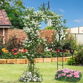 Arco treliça metálico decorativa de 287 cm para jardim Estilo gótico para plantas trepadeiras rosas de videira preto