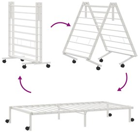Estrutura de cama sem colchão Dobrável 75x190 cm aço branco
