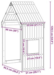 Telhado de cama infantil 55x99x139,5 cm pinho maciço branco