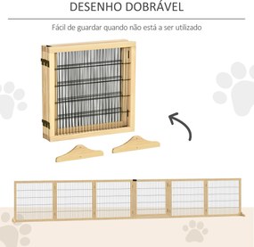 Barreira de Segurança para Cães de Madeira Dobrável para Cães Pequenos e Médios com 6 Painéis 432x36x70 cm Madeira