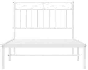 Estrutura de cama com cabeceira 100x190 cm metal branco