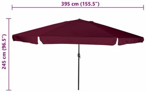 Guarda-sol 39,5 x 24,5 polegadas na cor Bordeaux Red