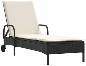 Espreguiçadeiras com almofadões 2 pcs vime PE preto