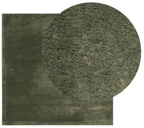 Tapete pelo curto macio lavável HUARTE 160x160cm verde-floresta