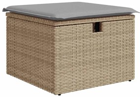 Conjunto de Sofá de Jardim 7 Peças com Almofadas Bege em Rattan Sintét