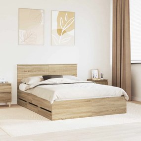 vidaXL Estrutura da Cama com gaveta Carvalho Sonoma 150 x 200 cm