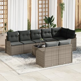 Conjunto de Sofá de Jardim de 8 Peças com Almofadas Rattan Poliéster P