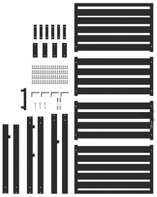 Portão de jardim com fechadura Preto 100x180 cm Alumínio