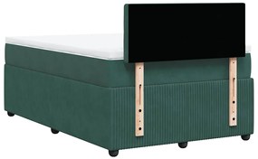 Cama boxspring com colchão 120x200 cm veludo verde-escuro