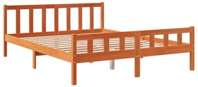 Cama sem colchão 150x200 cm madeira pinho maciça castanho-mel